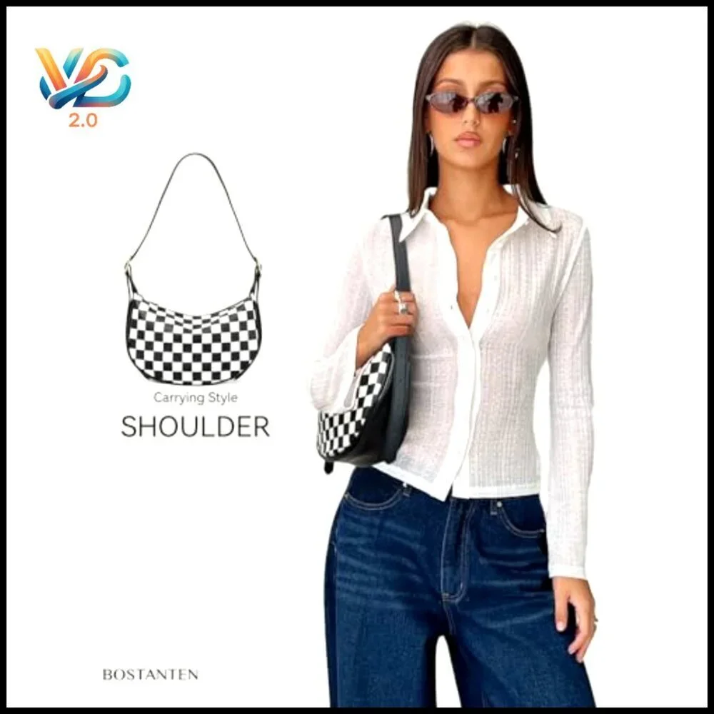 Vegan Leather Hobo Crossbody Bag with Adjustable Strap, Recycled Material - Picture 3 of 7
